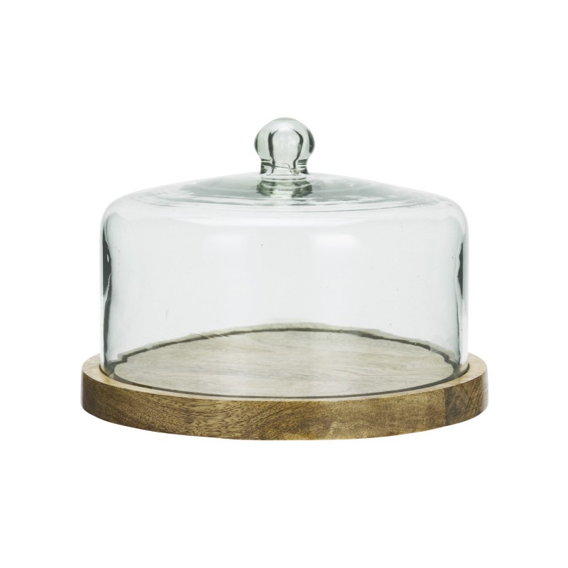 cloche gateau verre bois fromage