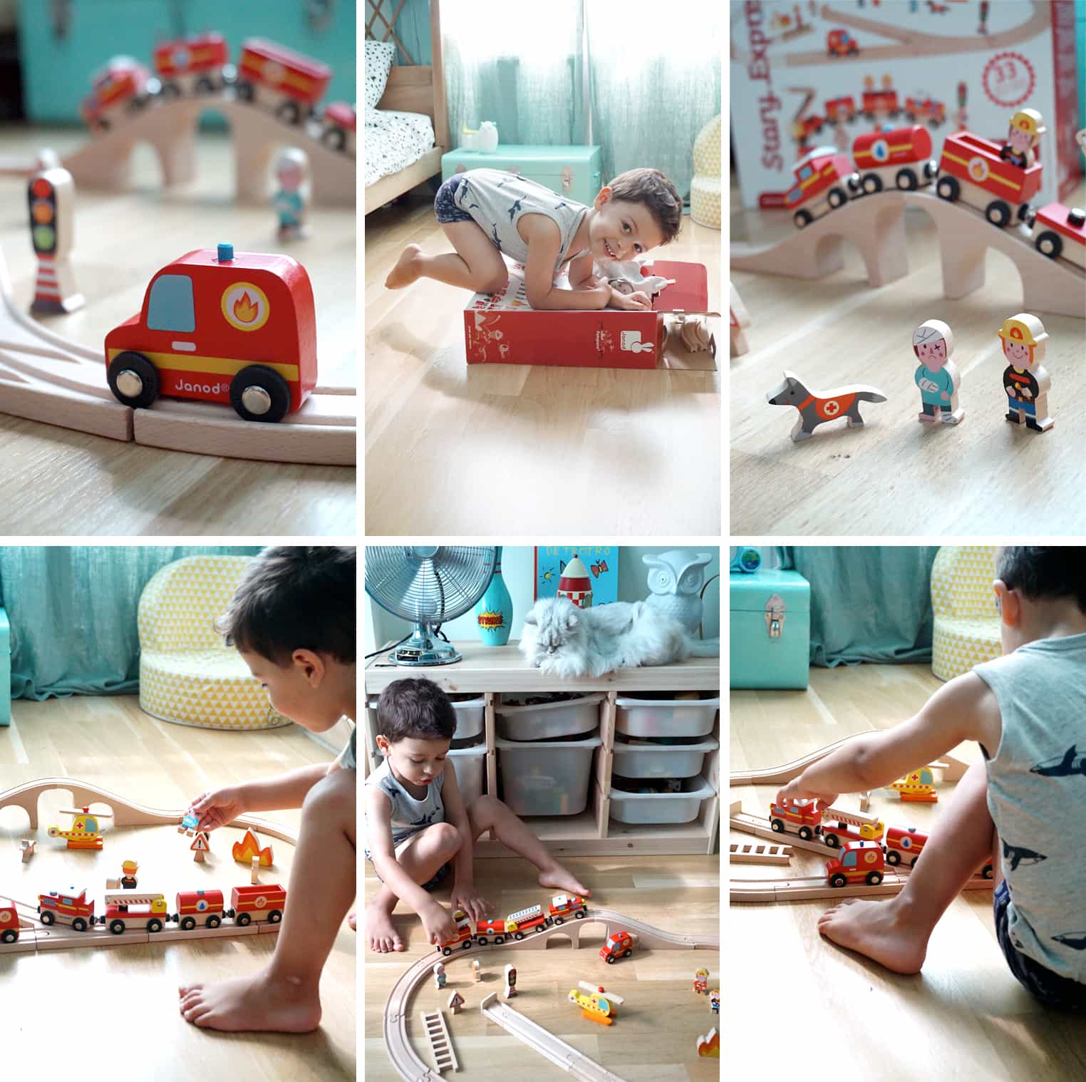 Noah et son circuit de train en bois