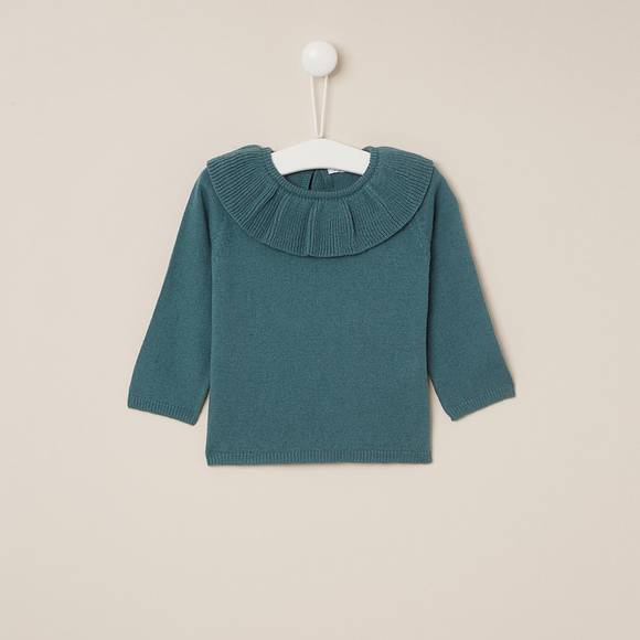 Mode bebe fille pull laine coton bleu