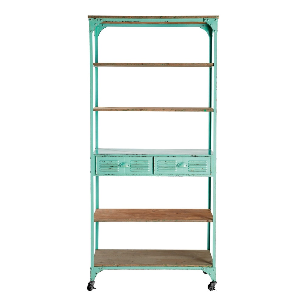 Deco industrielle etagere a roulettes indus