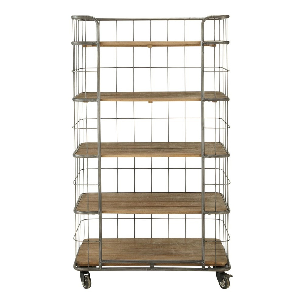 Deco industrielle etagere a roulettes metal