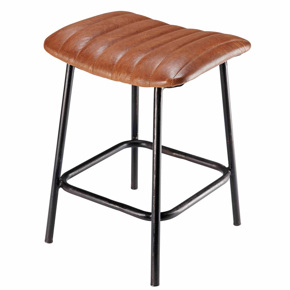 Deco industrielle tabouret cuir metal