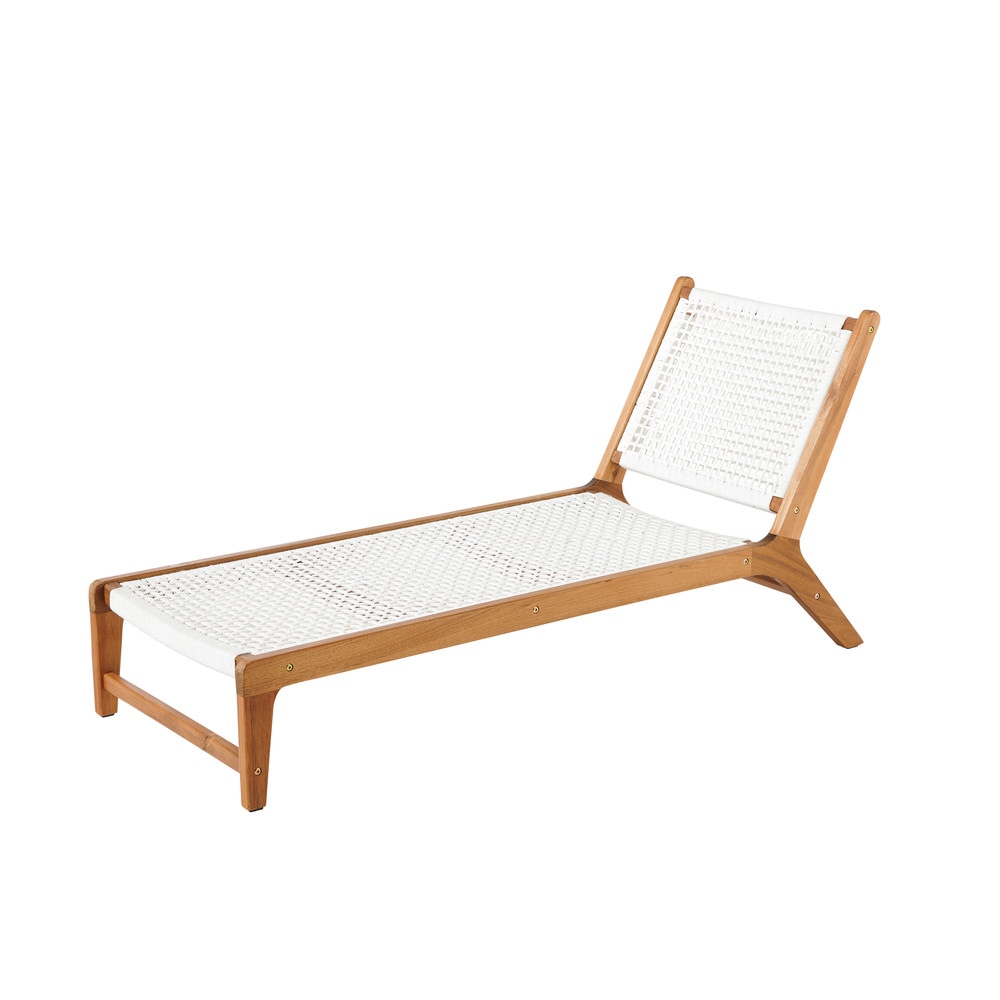 Bain de soleil en acacia et corde blanche