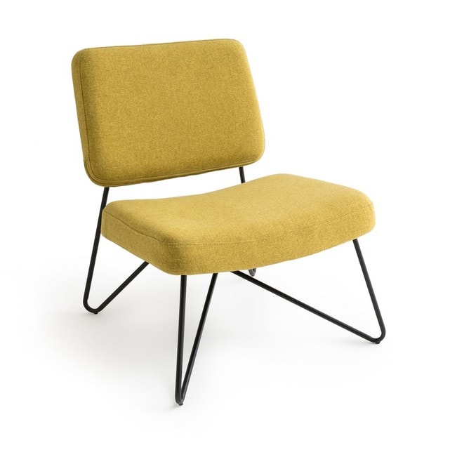 Fauteuil vintage jaune pieds metal