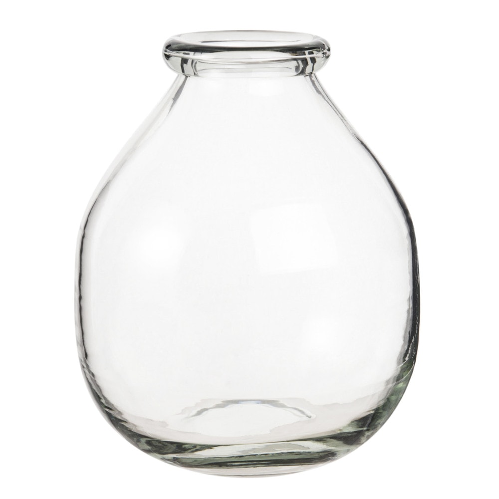 Vase boule en verre teinte vert