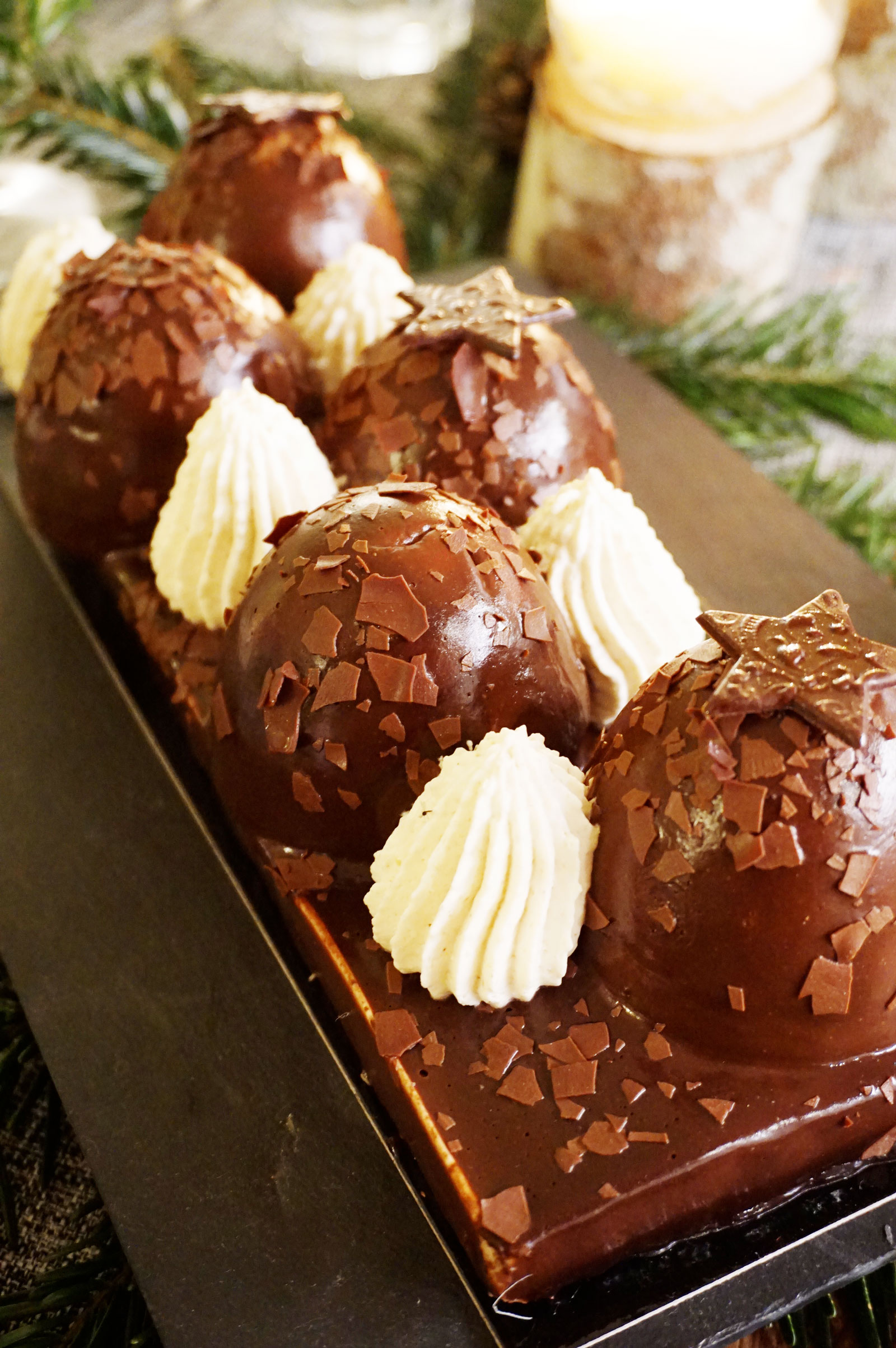 Repas de fêtes Noël - Bûche pâtissière Toupargel