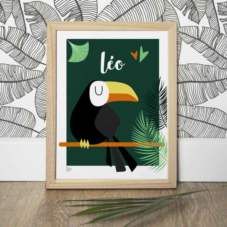 Affiche toucan personnalisable