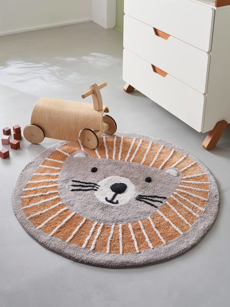 Tapis rond lavable lion vertbaudet