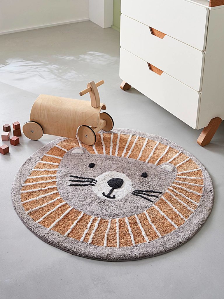 Tapis rond lavable lion