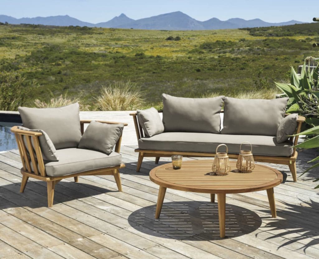 Fauteuil de jardin en acacia massif taupe