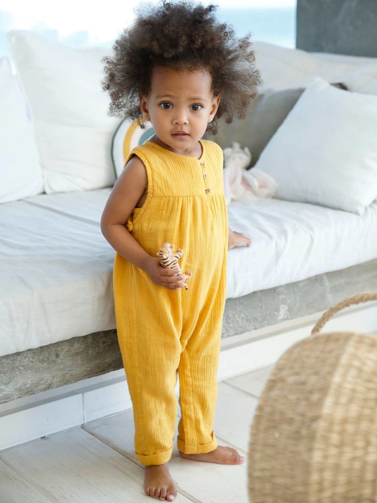 combipantalon en gaze de coton bebe fille