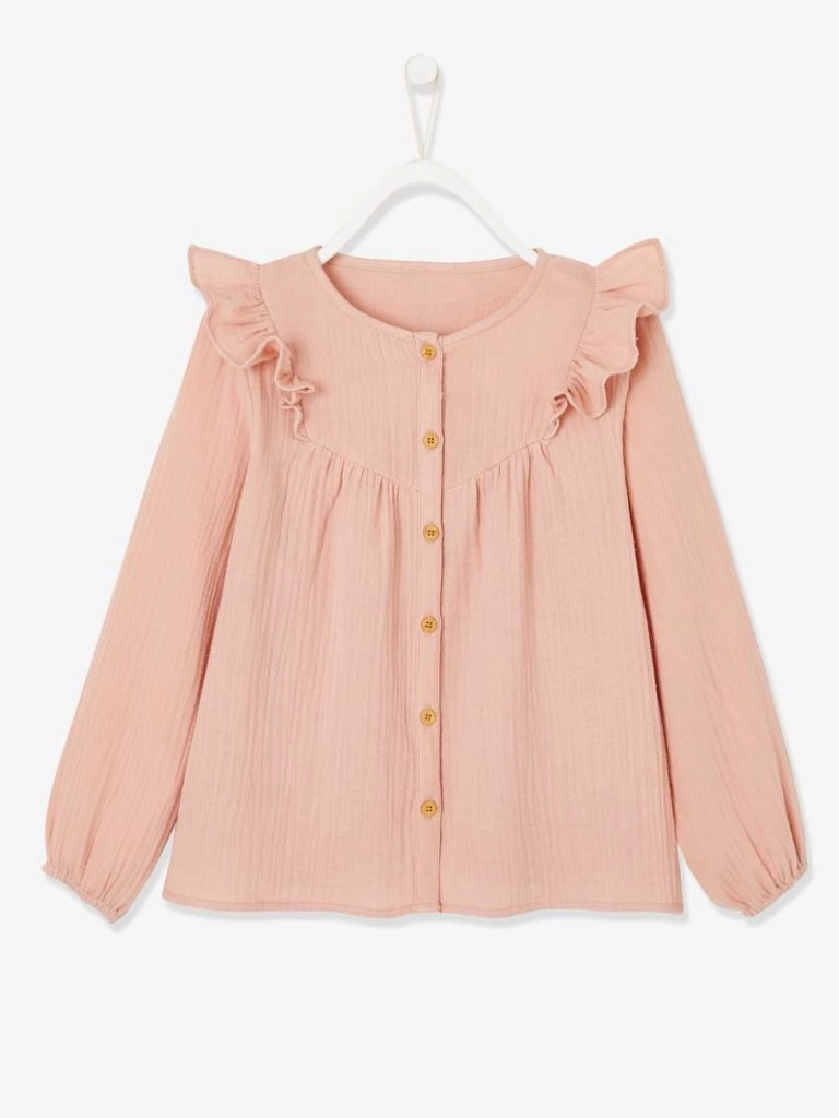 blouse volantee en gaze de coton fille