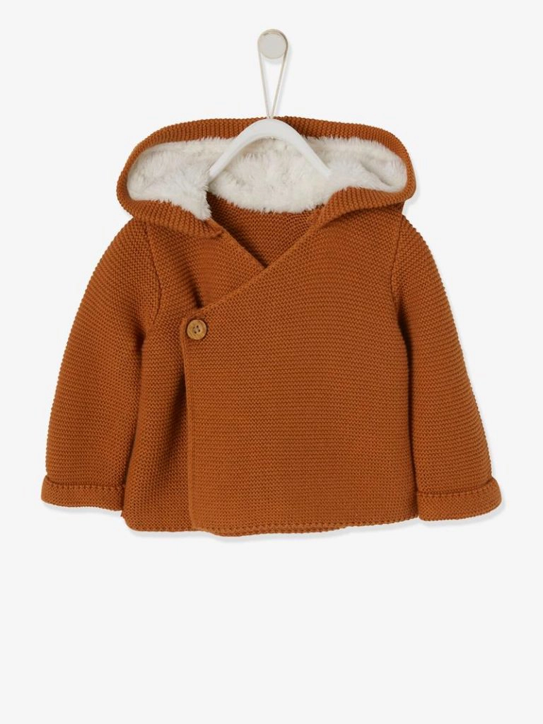 cardigan avec capuche doublee fausse fourrure bebe