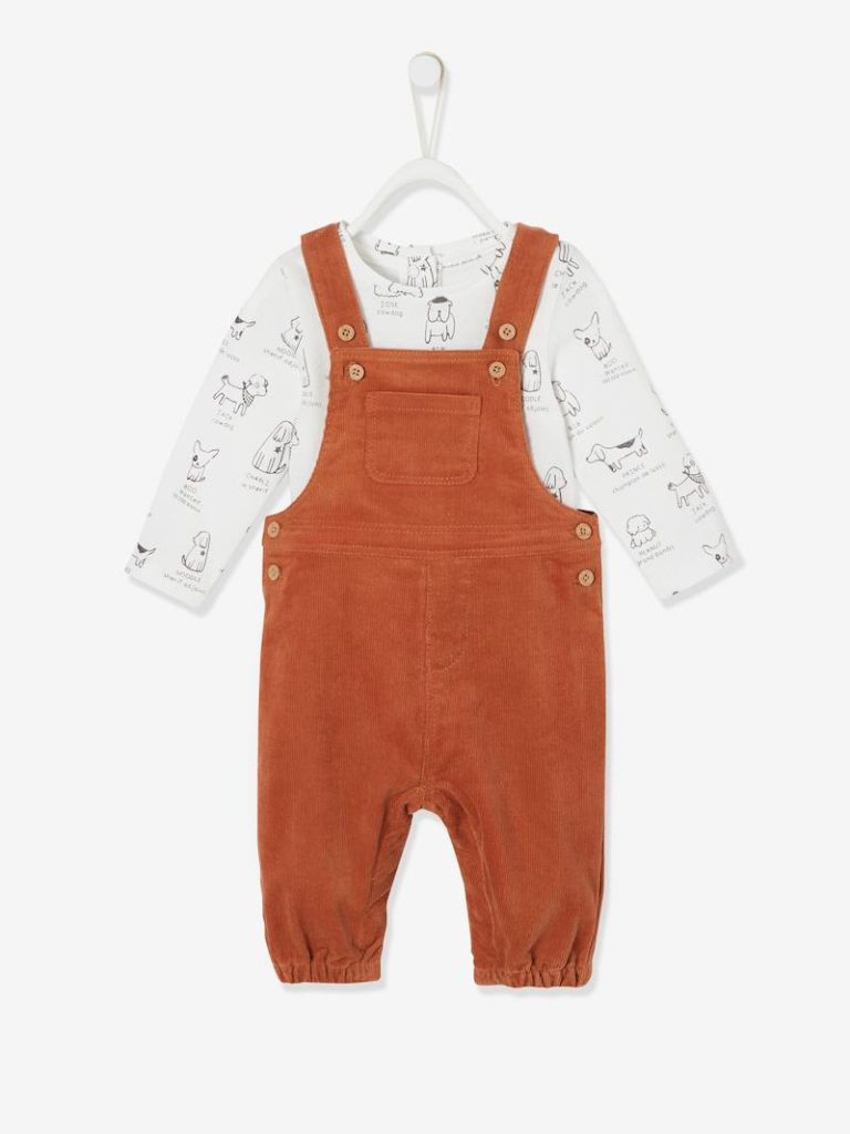 ensemble salopette en velours t shirt manches longues bebe naissance