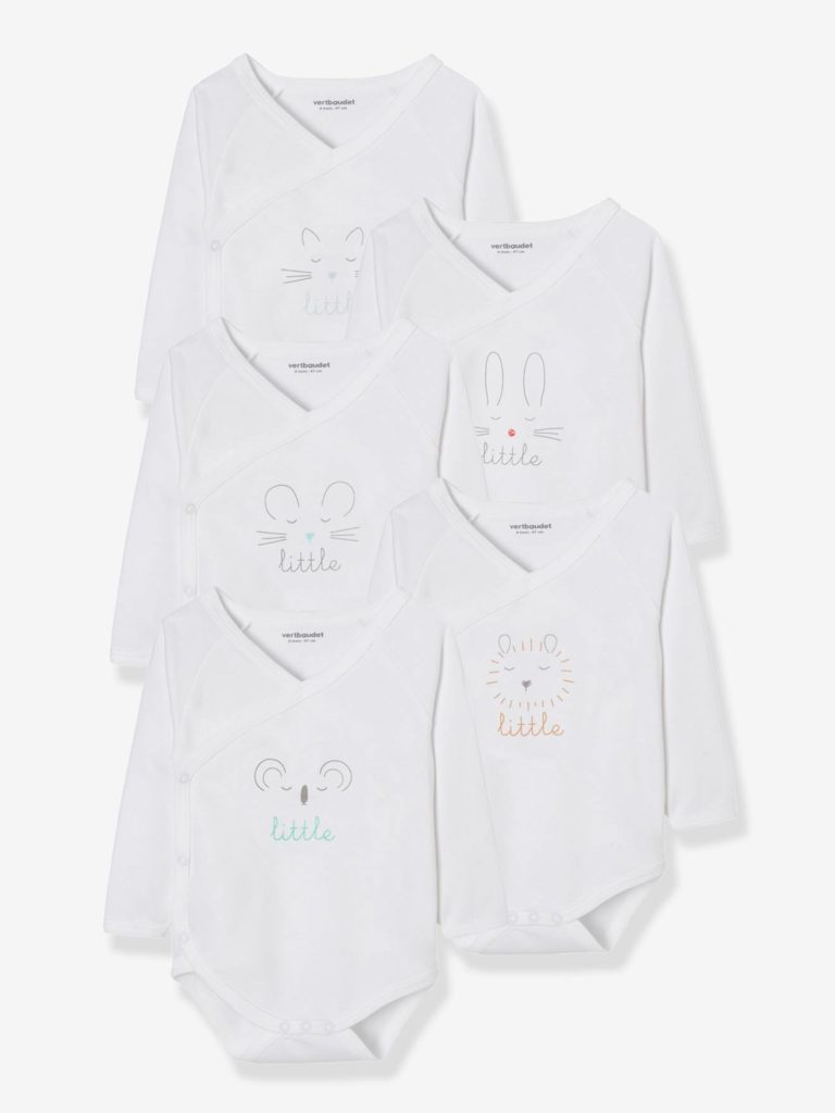 lot de bodies bebe naissance pur coton imprime graphique manches longues oeko tex