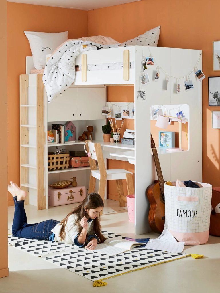 lit mezzanine avec bureau et rangement