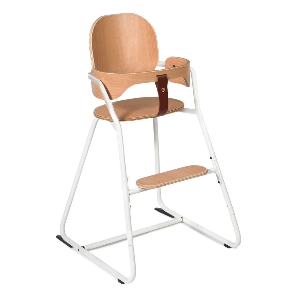 chaise haute tibu structure metal et bois entre jambe en cuir