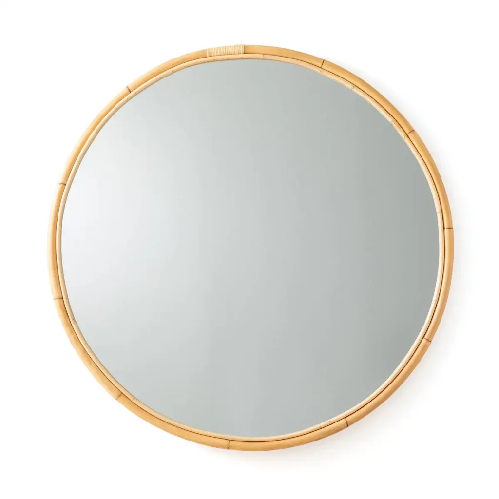 miroir rond rotin