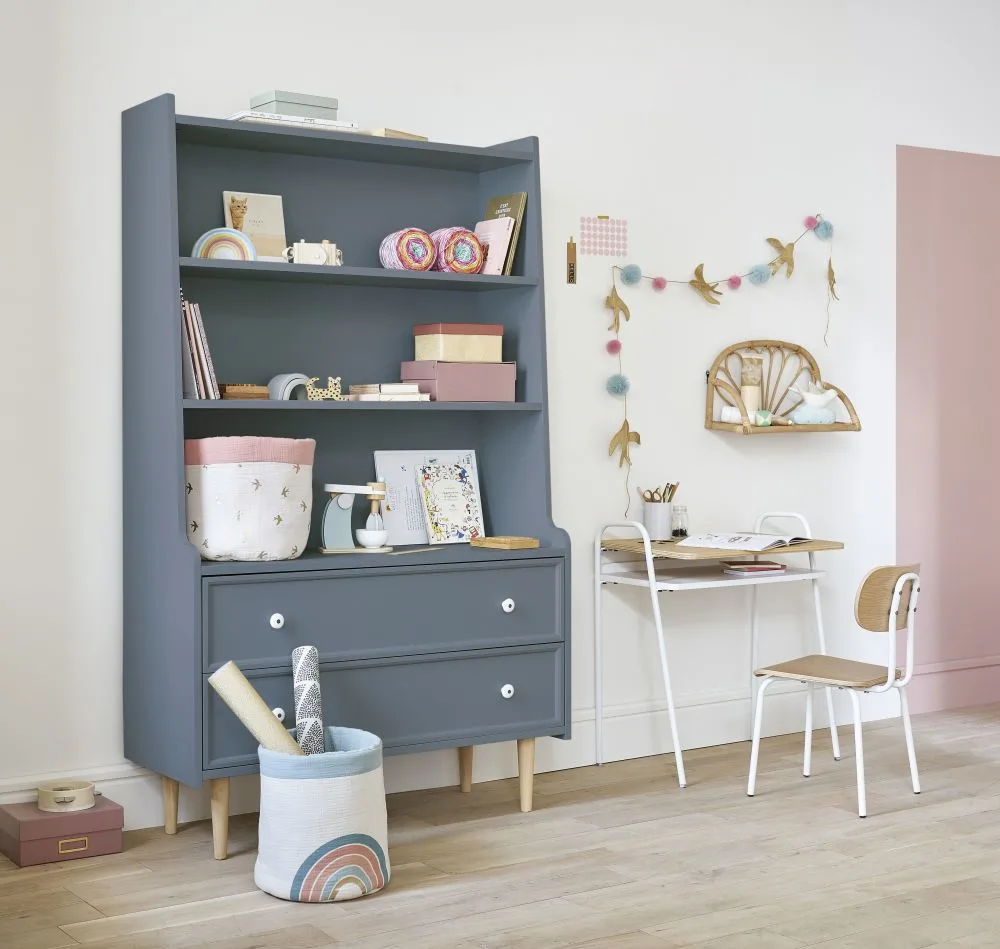 bibliotheque vintage enfant bleu