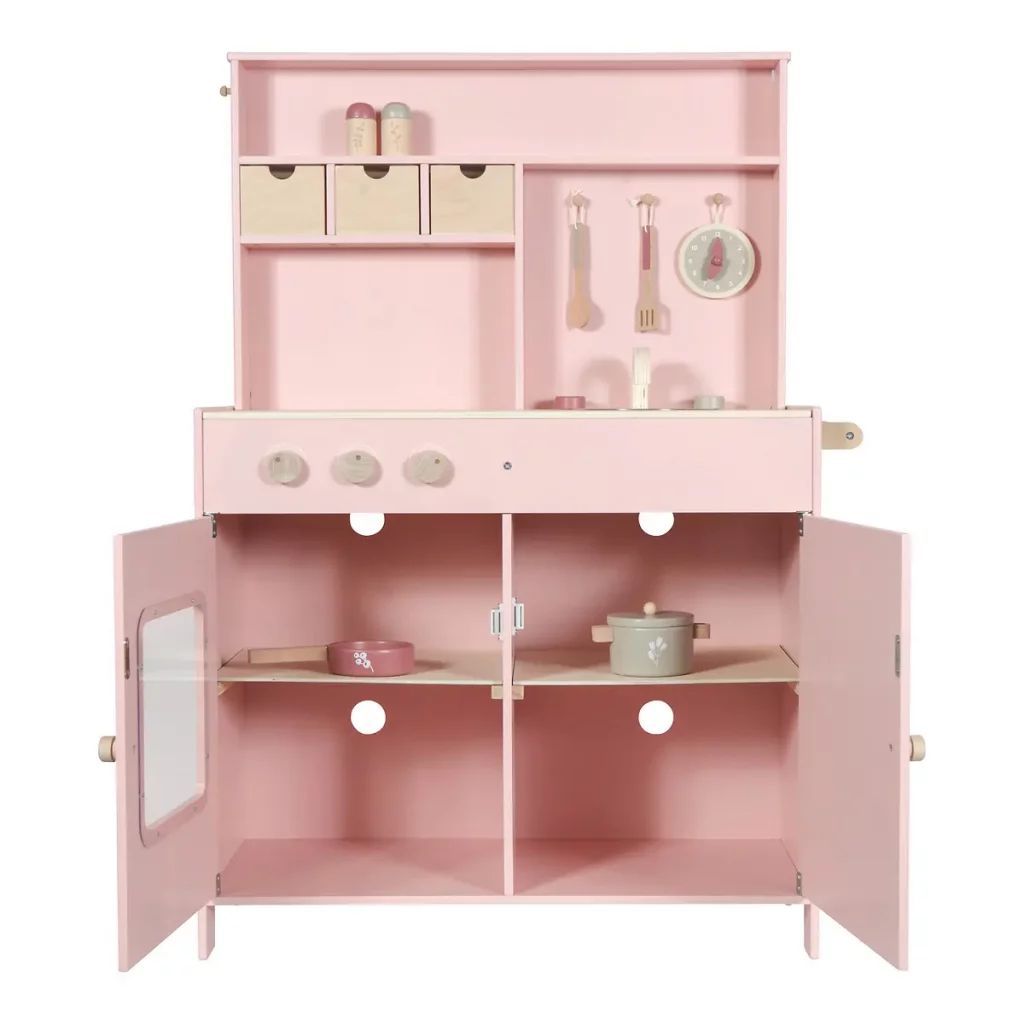 cuisine en bois enfant rose