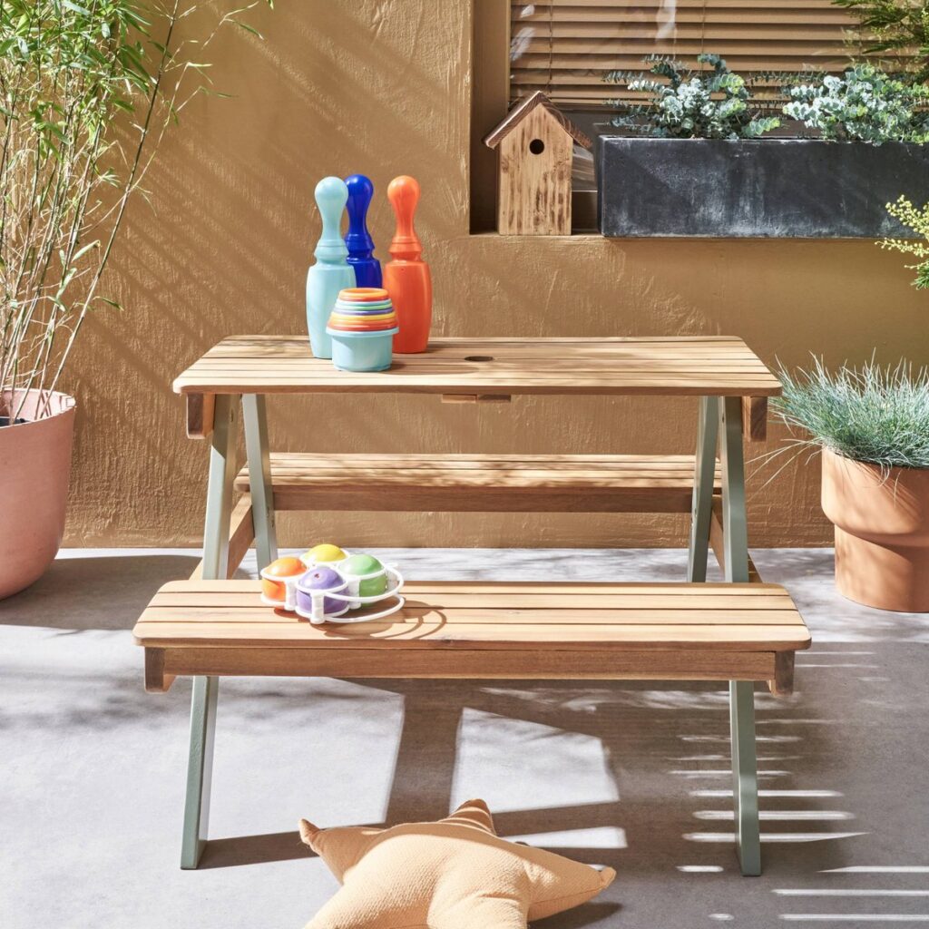table pique nique enfant bois