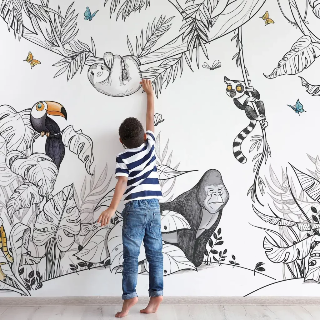 chambre enfant papier peint jungle