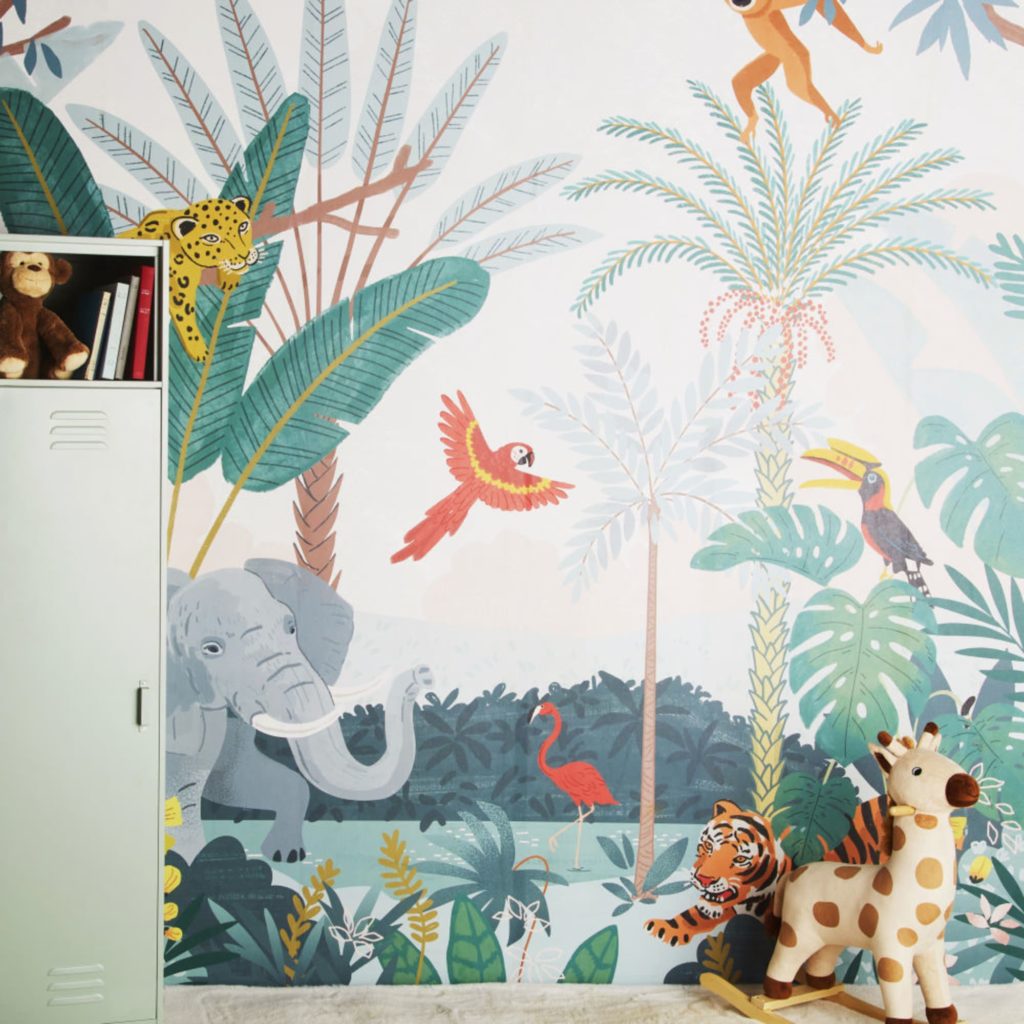 chambre enfant papier peint jungle