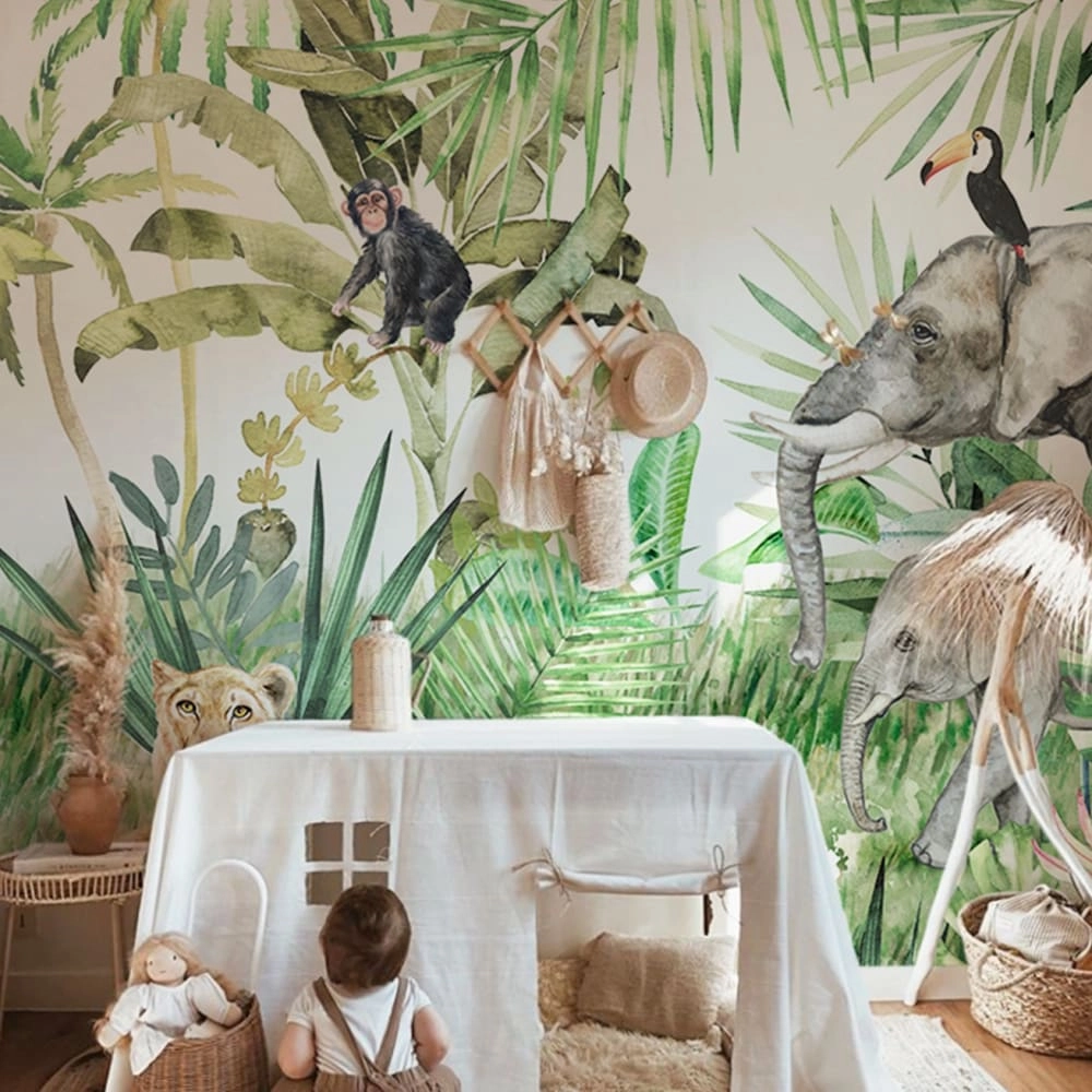 chambre enfant papier peint jungle