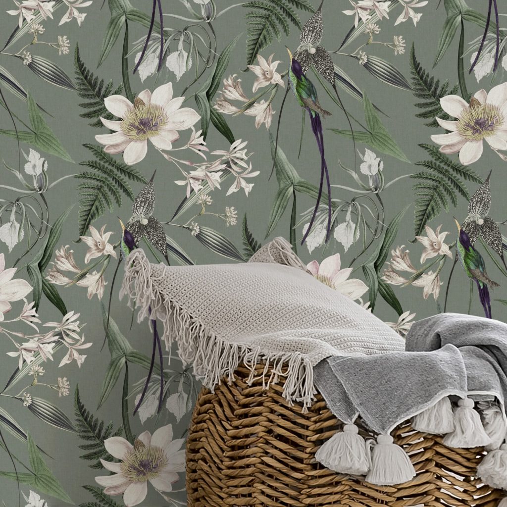 papier peint jardins de paradis gris xcm