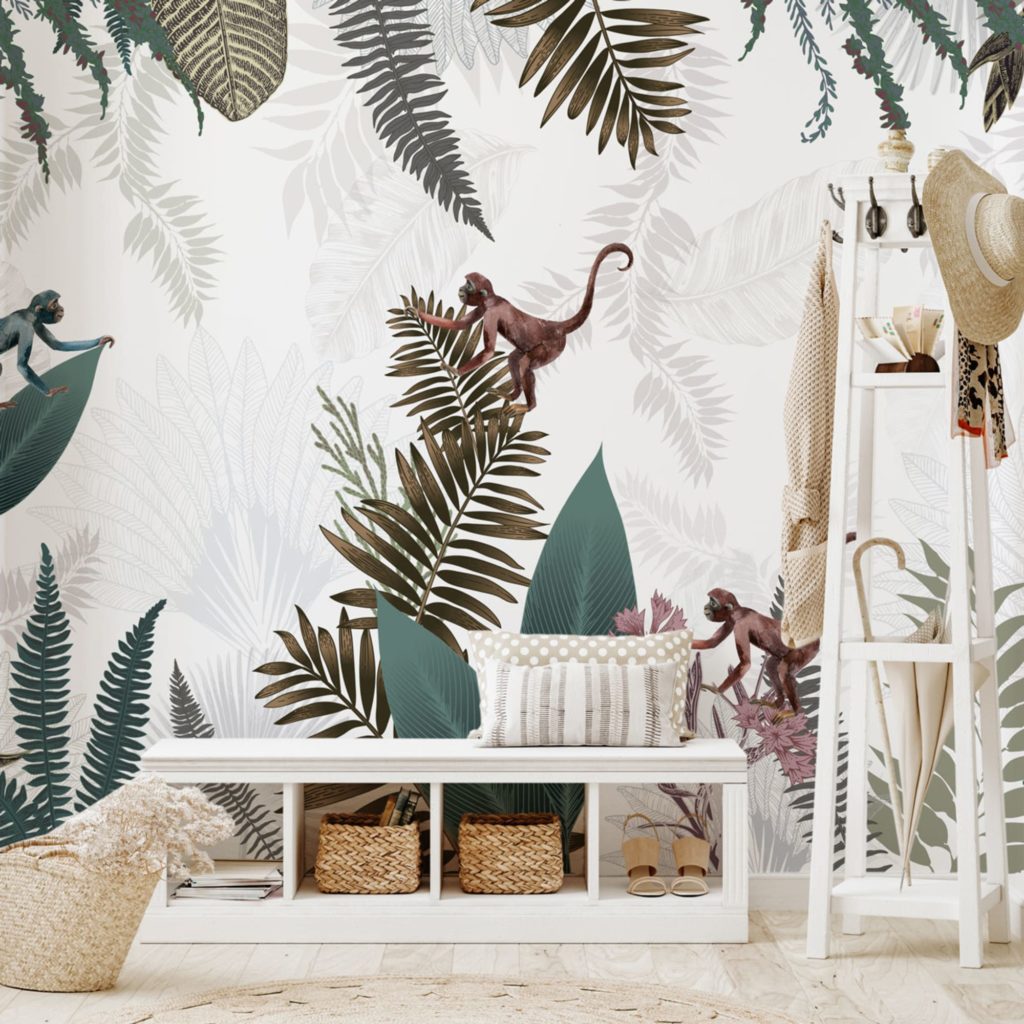 papier peint panoramique jungle singes