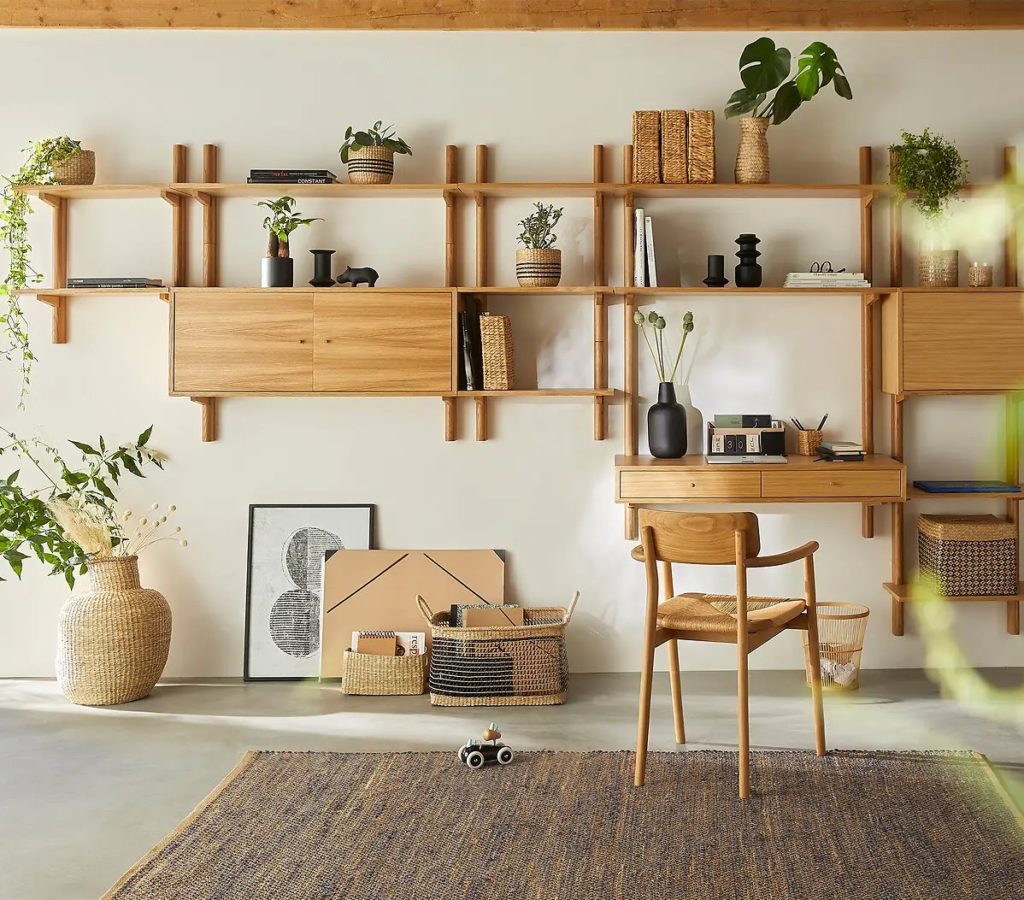 bureau avec rangement etagere