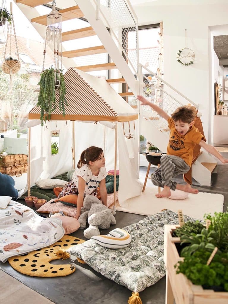 cabane maison en tissu chambre jungle