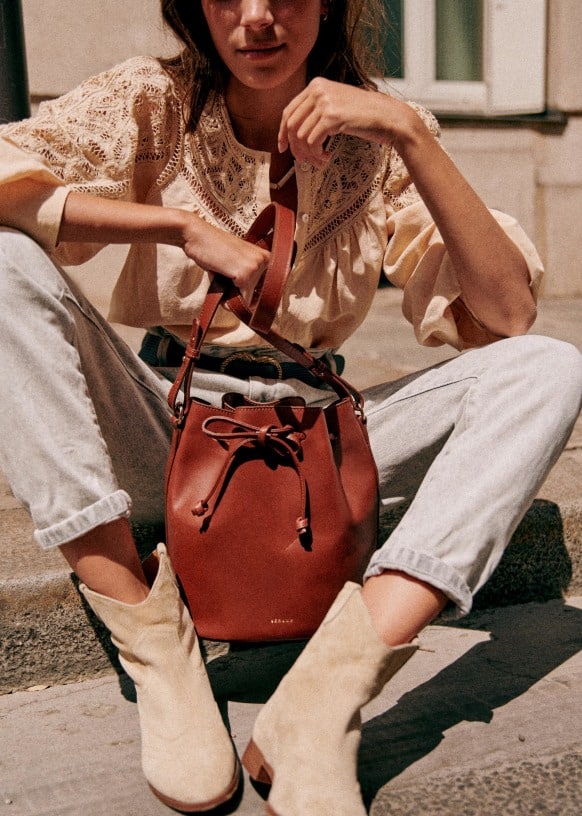 sac seau cuir femme sezane farrow