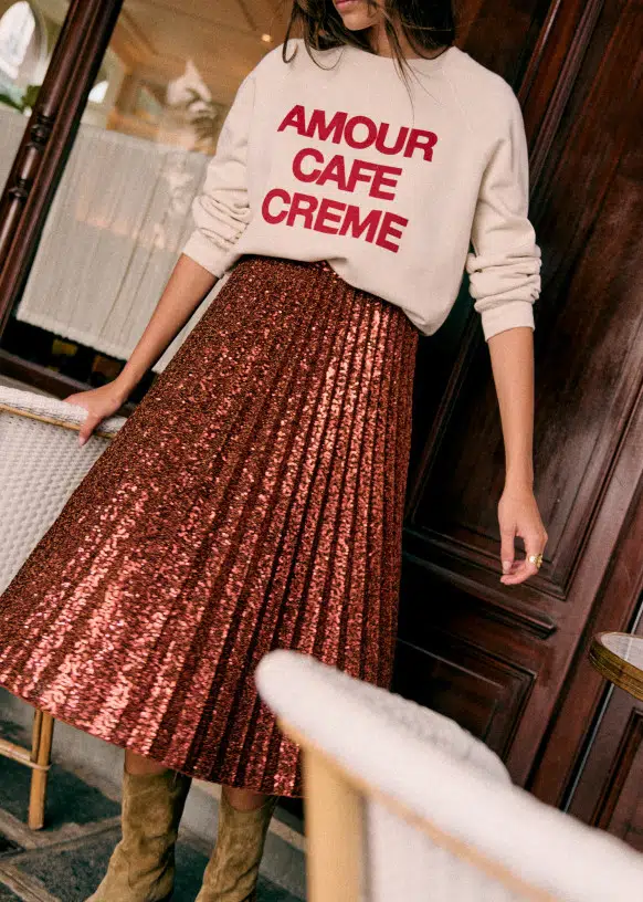 sweat shirt amour cafe creme sezane