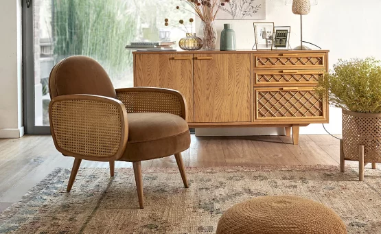 fauteuil velours cannage