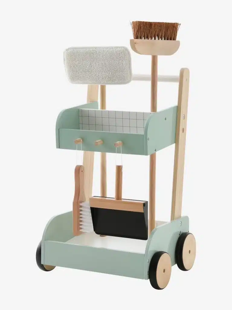 Chariot de marche poussette en bois FSC® rose - Vertbaudet