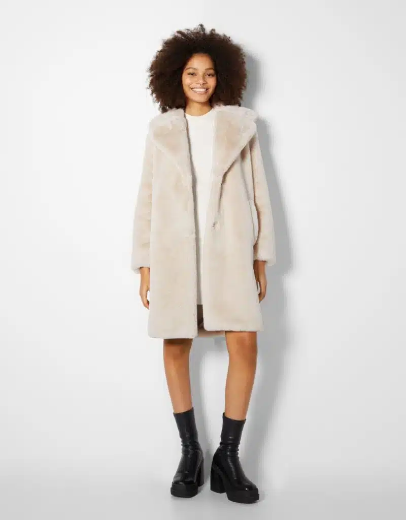 manteau long fausse fourrure