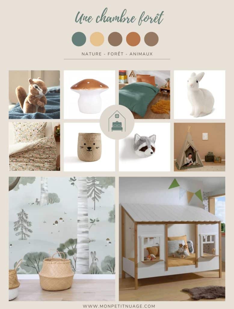 CHAMBRE NATURE FORET ENFANT MOODBOARD