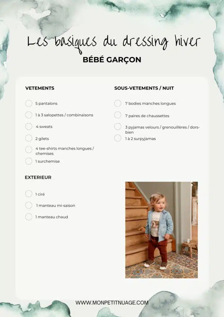 CHECKLIST DRESSING BEBE GARCON