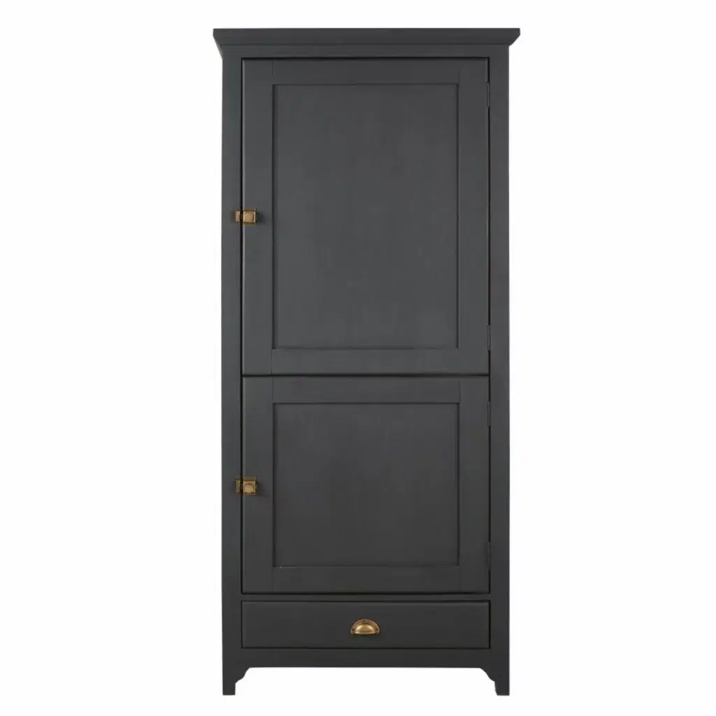 armoire portes tiroir en manguier massif gris ardoise