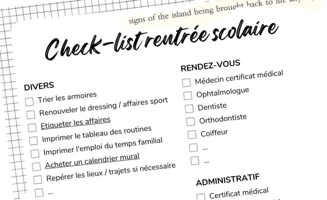 to do list rentree scolaire septembre