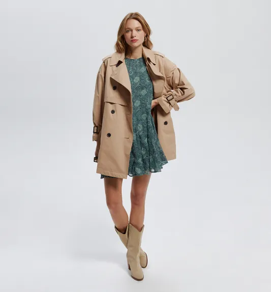 trench court femme beige