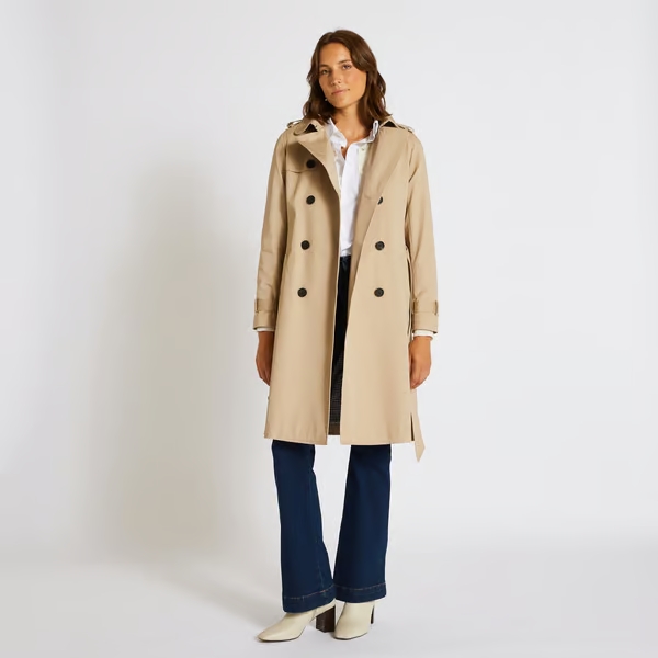 trench long femme beige