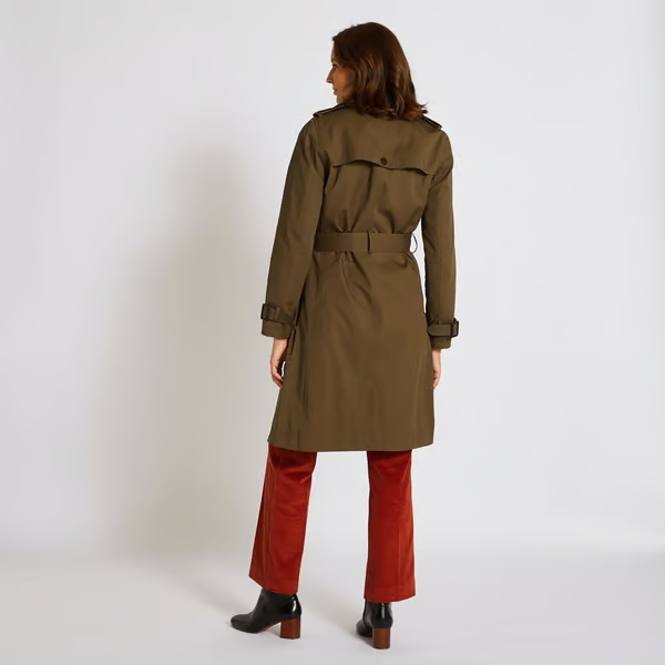 trench long femme beige