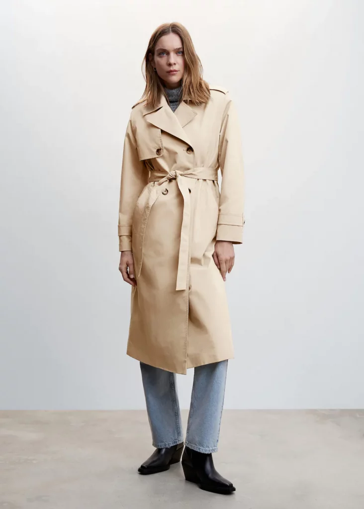 trench long femme beige