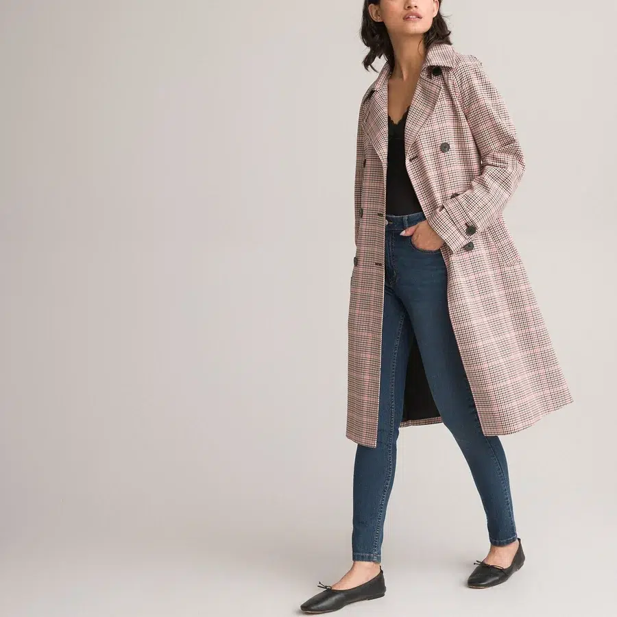 trench long femme carreaux