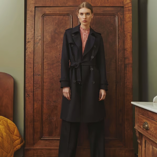 trench long femme carreaux