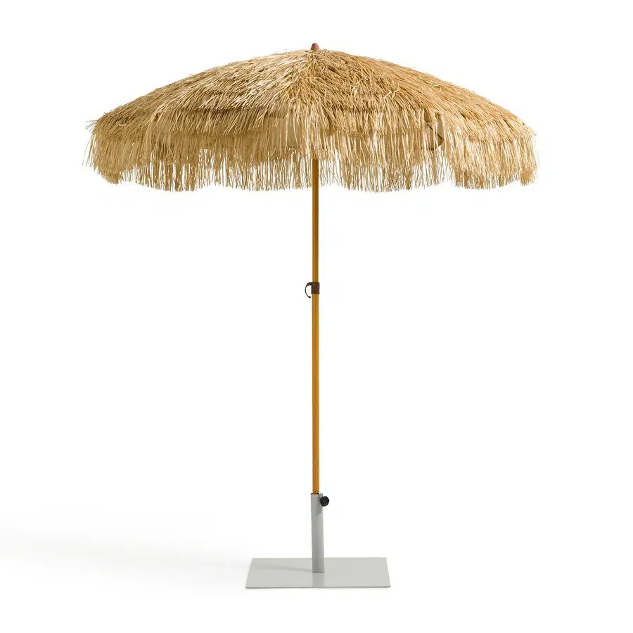 parasol plage franges paille paillote