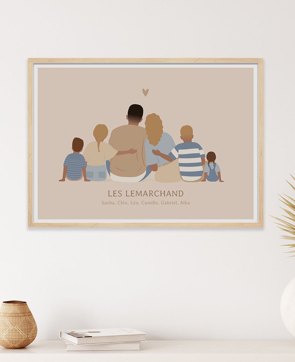 affiche famille de dos personnalise