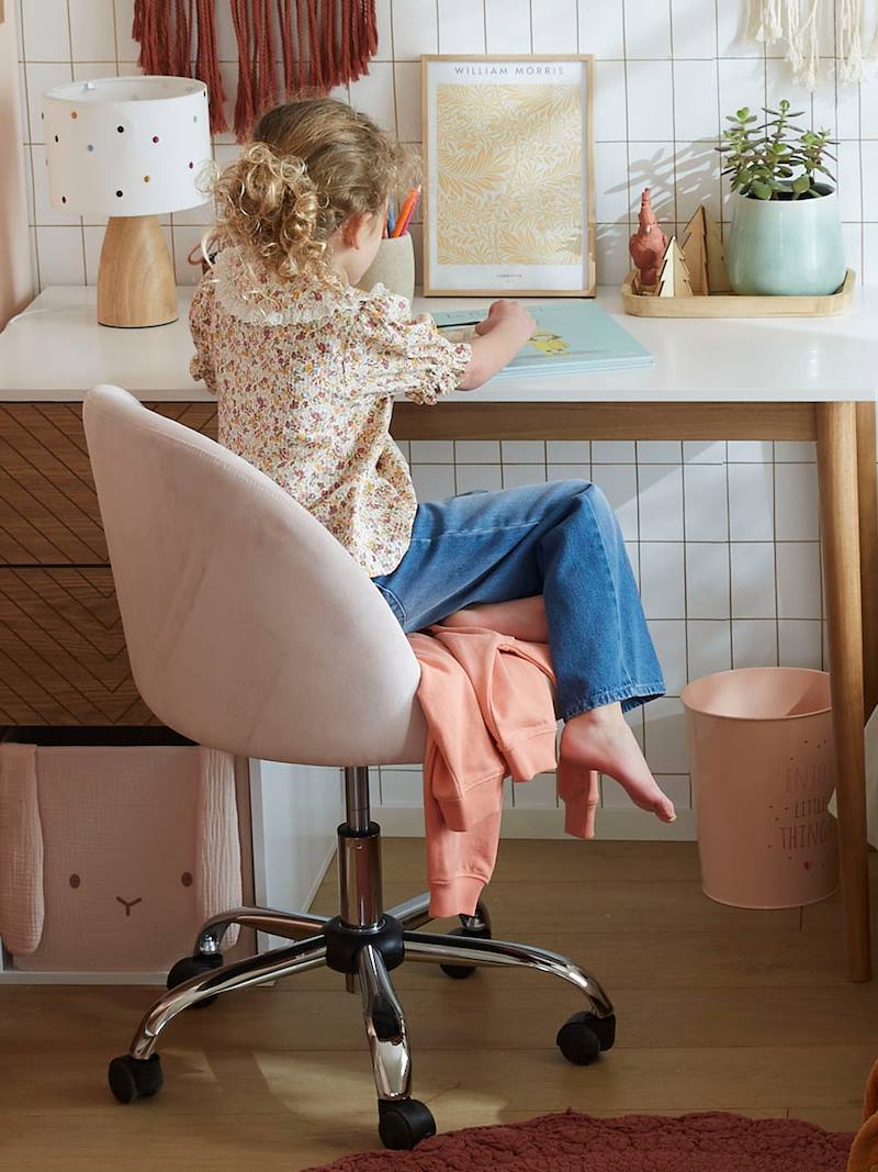 chaise de bureau a roulettes enfant en velours